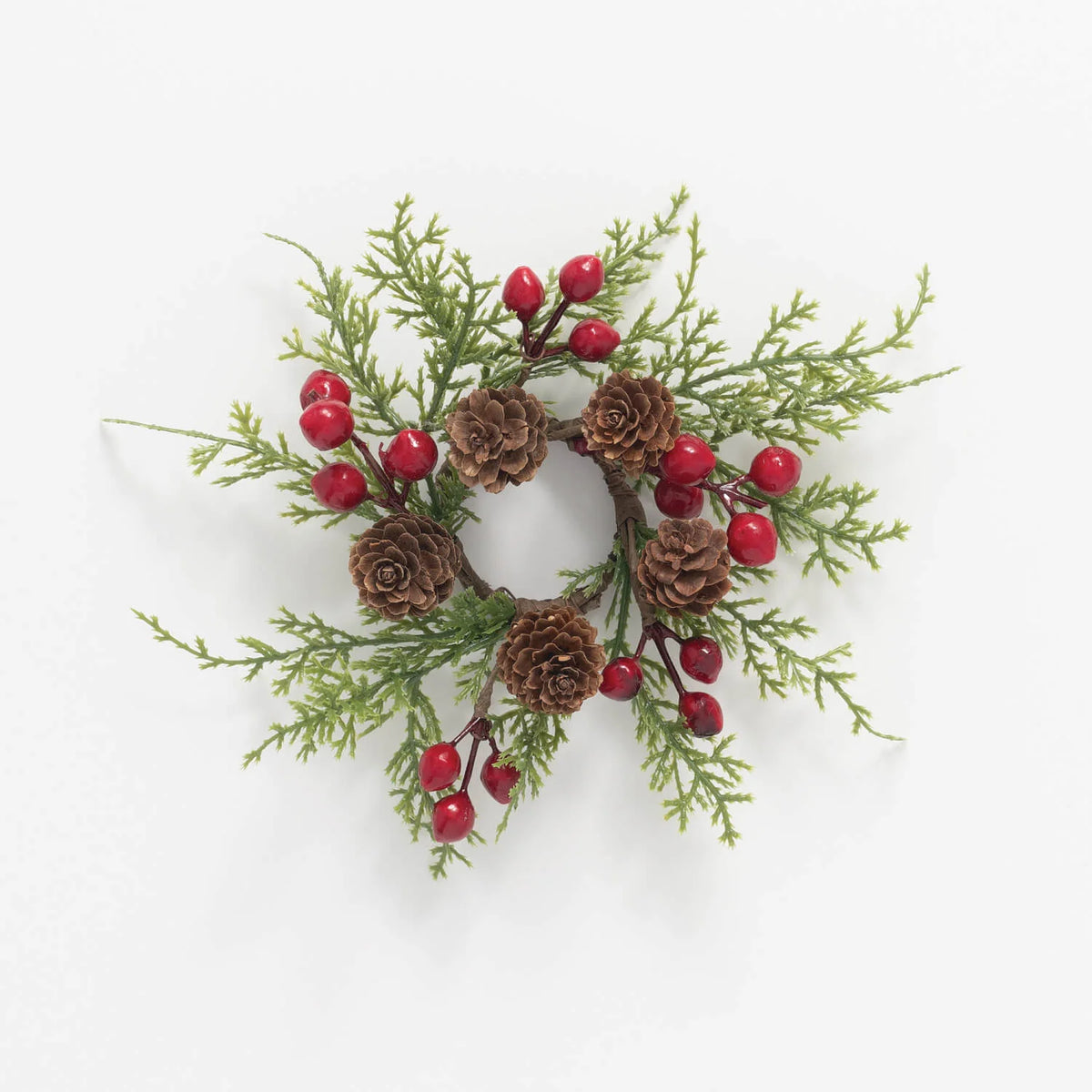 1” Icy Berries with Mini Pine Cones Candle Ring, Set/2 - The Crafty  Decorator