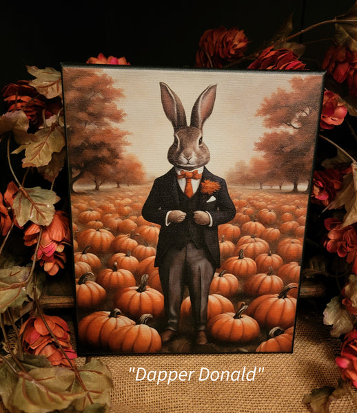 #HGC1060 "DAPPER DONALD" Harvest Rabbit 8x10 Canvas Print