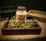 #WHBT-BR  Primitive  Burgundy Wood Candle Tray