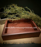 #WHBT-BR  Primitive  Burgundy Wood Candle Tray