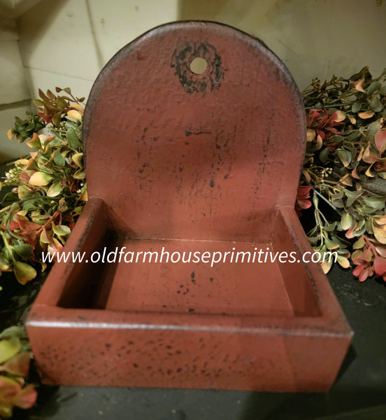 #WHSD-BR  Primitive "Distressed Burgundy" Wood Soap/Candle Box