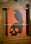 #CT-HSC  Halloween Crow/Skull 💀 Wood Hanging Picture