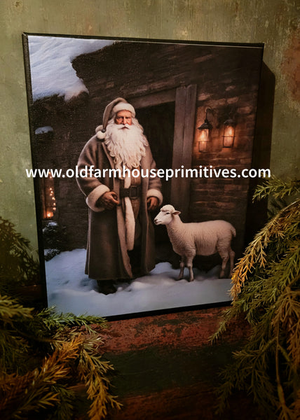 #HGC1068 Old World Santa & Sheep 🐑 8x10 Canvas Print