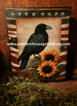 #HGC1081 Patriotic Crow & Sunflowers Canvas 8x10 Print