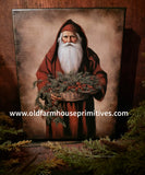 #HGC1071 Primitive "Father Christmas Santa" 8x10 Canvas Print