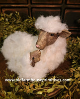 #96967 Primitive "Wooly" Momma Sheep With Lamb