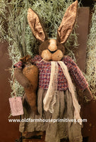 #RC25-C Primitive Hanging "Caroline" Rabbit  🐰 By RUGGED CHIC