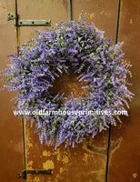 #MTF24386 Primitive Lavender Garden Wreath 18 Inch