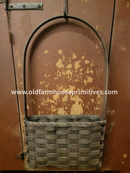 #FDB-BLK Primitive Large Flat Wall Or Door Basket - Black