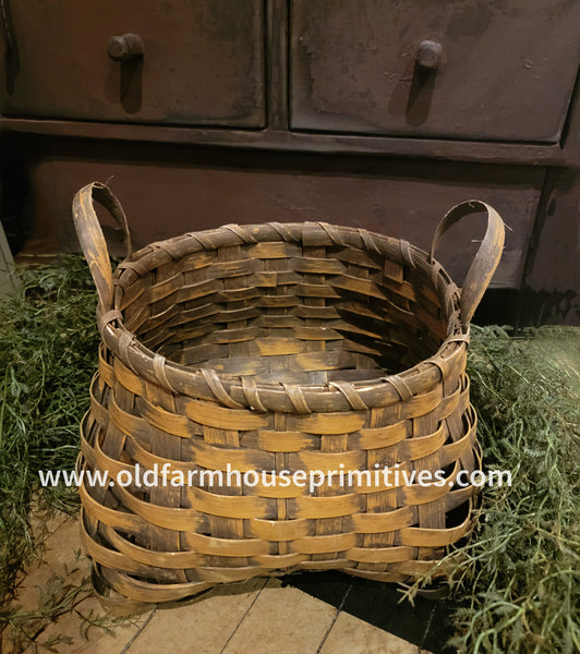 #GBH-M Primitive Mustard BoHo Basket With Handles