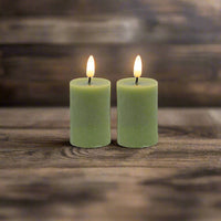 #201025 Realistic Sage Green Flameless 3D "Melt Effect"  Votive Candle - Set of 2