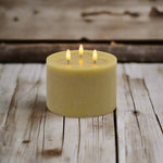 #201038 Realistic Short Dark Champagne Flameless 3-Wick "Melt Effect" Candle