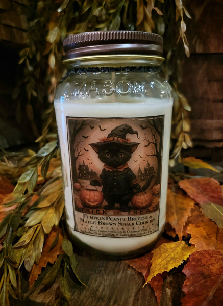 #HC24BC "Black Cat Trick or Treat" 24 oz Soy Wax Jar Candle