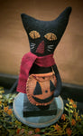 LI-F3 Primitive Wool Black Cat With Jack-O-Lantern Bag MADE IN THE USA