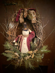 #OTS-2401 Primitive "Silas" Snowman Wreath