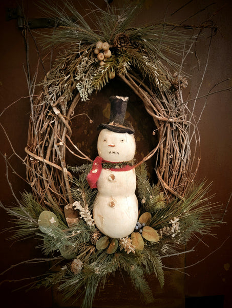 #OTS-2402  "Frost" The Snowman With Shovel Wreath