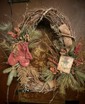 #OTS-2406 Primitive "Let It Snow" Mitten Wreath