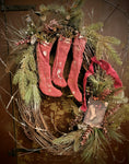 #OTS-2407 Primitive "The Stockings Were Hung" Wreath