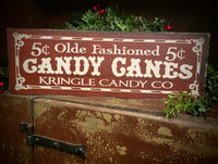 #WH-CCR  "Old Fashioned Candy Canes" Wood Sign 6"x16"