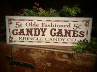 #WH-CCW "Olde Fashioned Candy Canes" Wood Sign 6"x16"