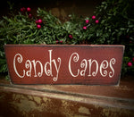 #WH-4CC "Candy Canes" Wood Sign 4"x 10"