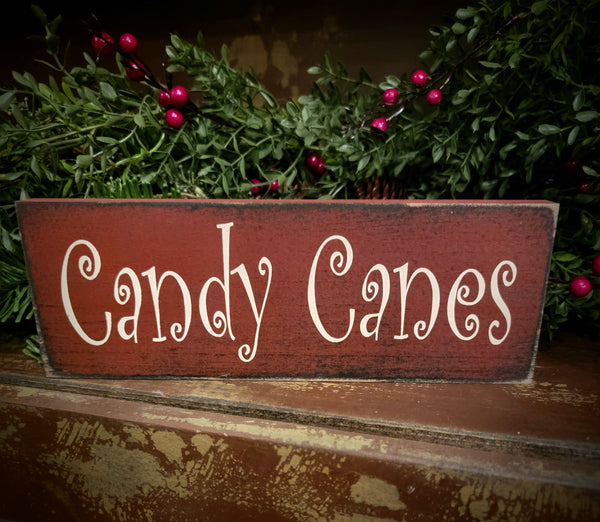 #WH-4CC "Candy Canes" Wood Sign 4"x 10"