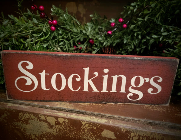 #WH-4ST "Stockings" Wood Sign 4"x12"