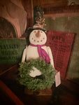 #RCW-4 "SHIVERS" Snowman With Wreath by RUGGED CHIC