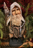 #HOLMDS7 Primitive Handmade Clay Face & Wool Santa