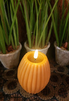 #RF-R-0011 Flameless "Mustard Curry" 3X4  Inch Striped Candle