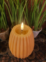 #RF-R-0012 Flameless "Mustard Curry" 4X6  Inch Striped Candle