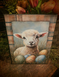 #HGC1108 Plaid Lamb & Eggs Spring Canvas Print 8x10