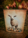 #HGC1107 Lamb With Eggs Canvas Print 8x10