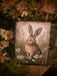 #HGC1086 Primitive Garden Rabbit Spring Canvas Print 8x10