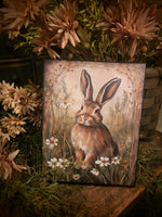 #HGC1086 Primitive Garden Rabbit Spring Canvas Print 8x10