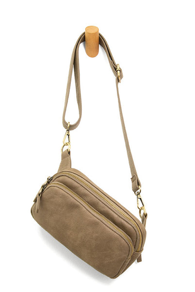 #L8212-17  "Dark Taupe" Kylie Double Zip, Sling/Belt Bag