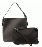 #L8008-170 "Charcoal"Hobo Bag With Black Handle