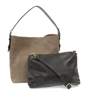 #L8008-94 "Mushroom" Hobo Bag With Black Handle