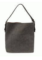 #L8008-170 "Charcoal"Hobo Bag With Black Handle