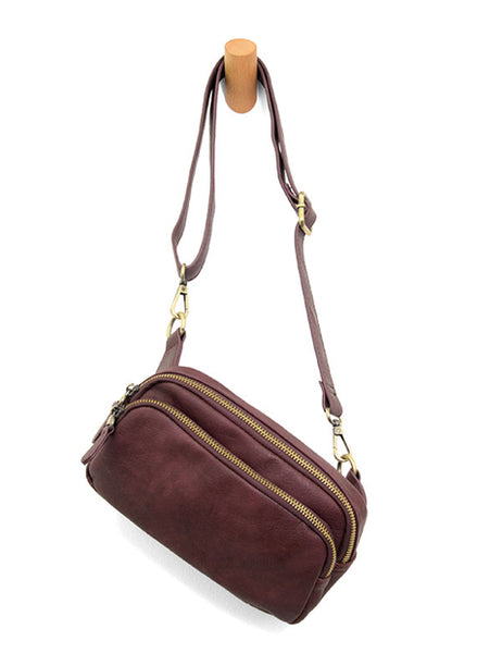 #L8212-18 " Aubergine" Kylie Double Zip, Sling/Belt Bag