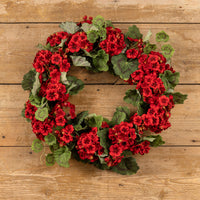 #G228463 Red Geranium Wreath - 22 Inches