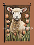 #GF-1101 "Lamb & Pink Tulips" Garden Flag