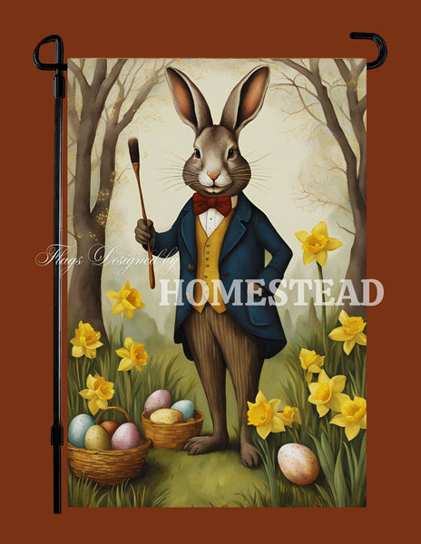 #GF-1114 "Roscoe The Artist Rabbit" Garden Flag