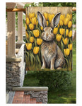 #LF-1118 "Yellow Tulip Bunny" House/Yard Flag