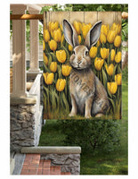 #LF-1118 "Yellow Tulip Bunny" House/Yard Flag