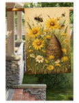 #LF-1111 "Bee Skep & Daisies" House/Yard Flag