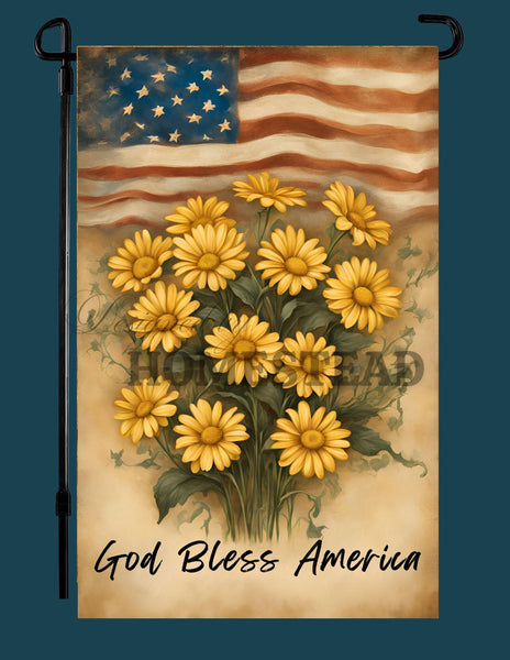 #GF-1103 "God Bless America" Daisy Garden Flag