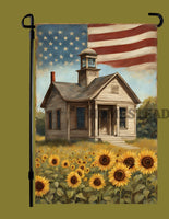 #GF-2507 "Americana Schoolhouse" Garden Flag