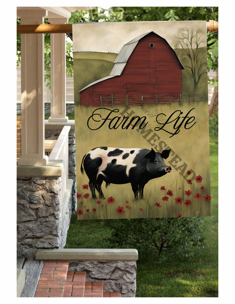 #LF-1119 "Farm Life Pig" Yard/House Flag