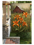 #LF-2501 "Tiger Lillies & Barn" Yard/House Flag